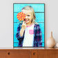 Framed Poster with Kids photo - black frame standing on table
