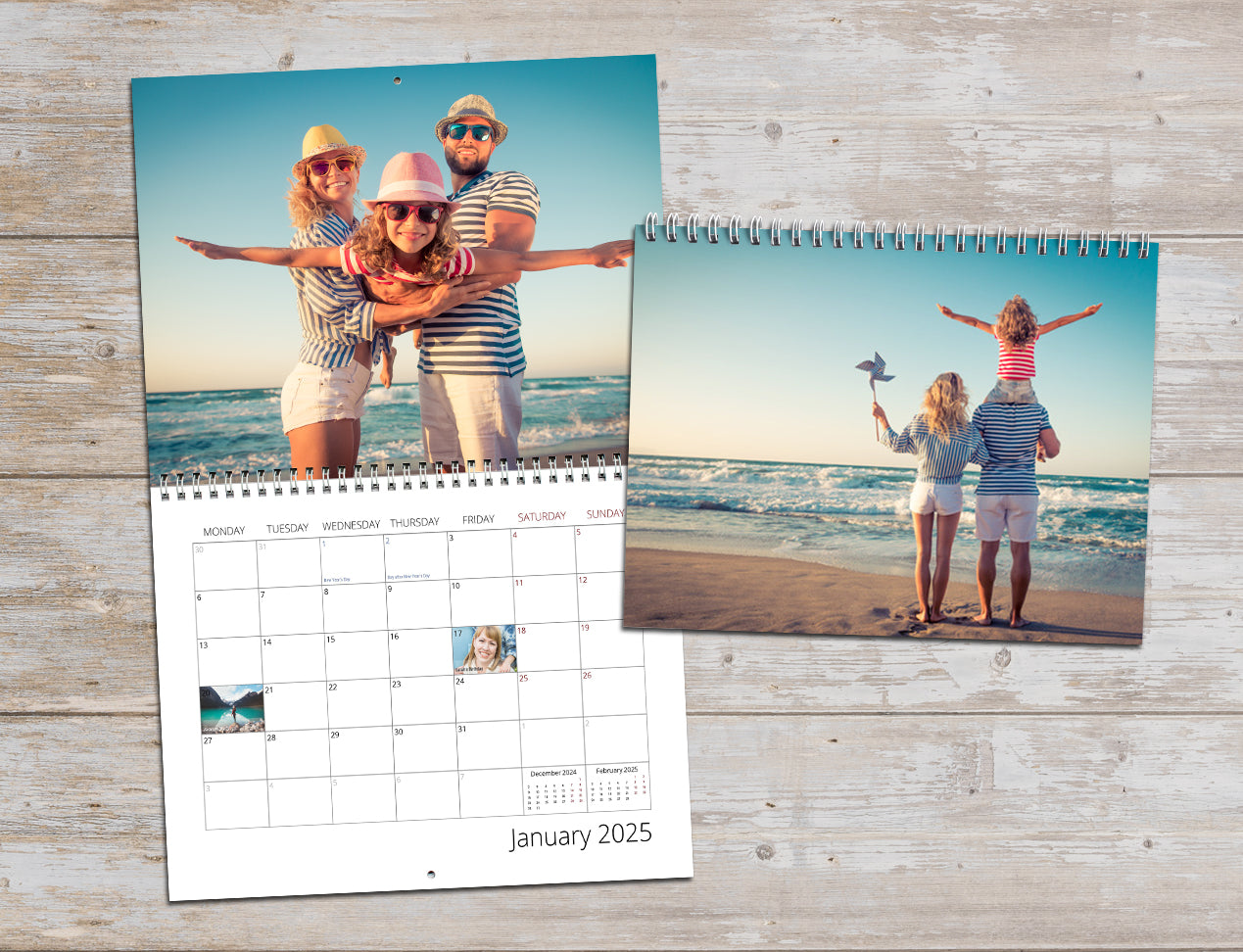 Wall-Calendar personalised with photo on calendar grid