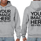 Light Gray Hoodie customised with image on the front and back