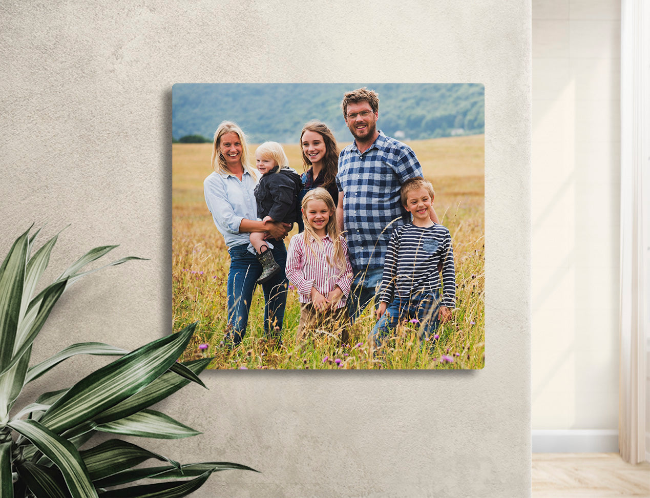 Square Metal Print with family image
