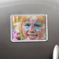 Acrylic Photo Magnet with kids picture, positioned on fridge.