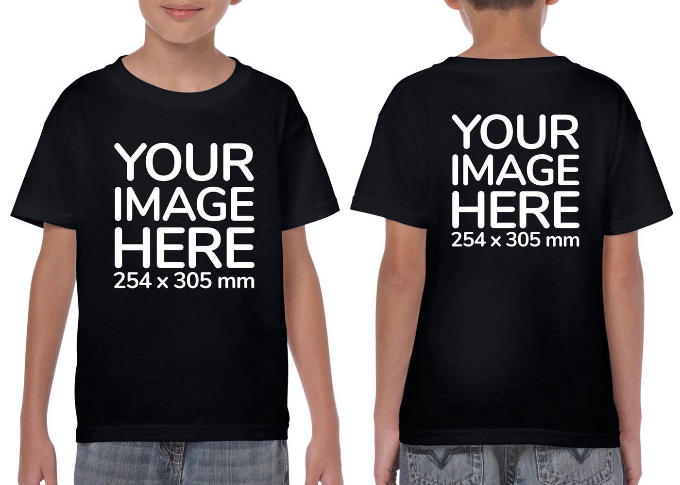 Black Kid's T-Shirt - customisable with photo on front and back