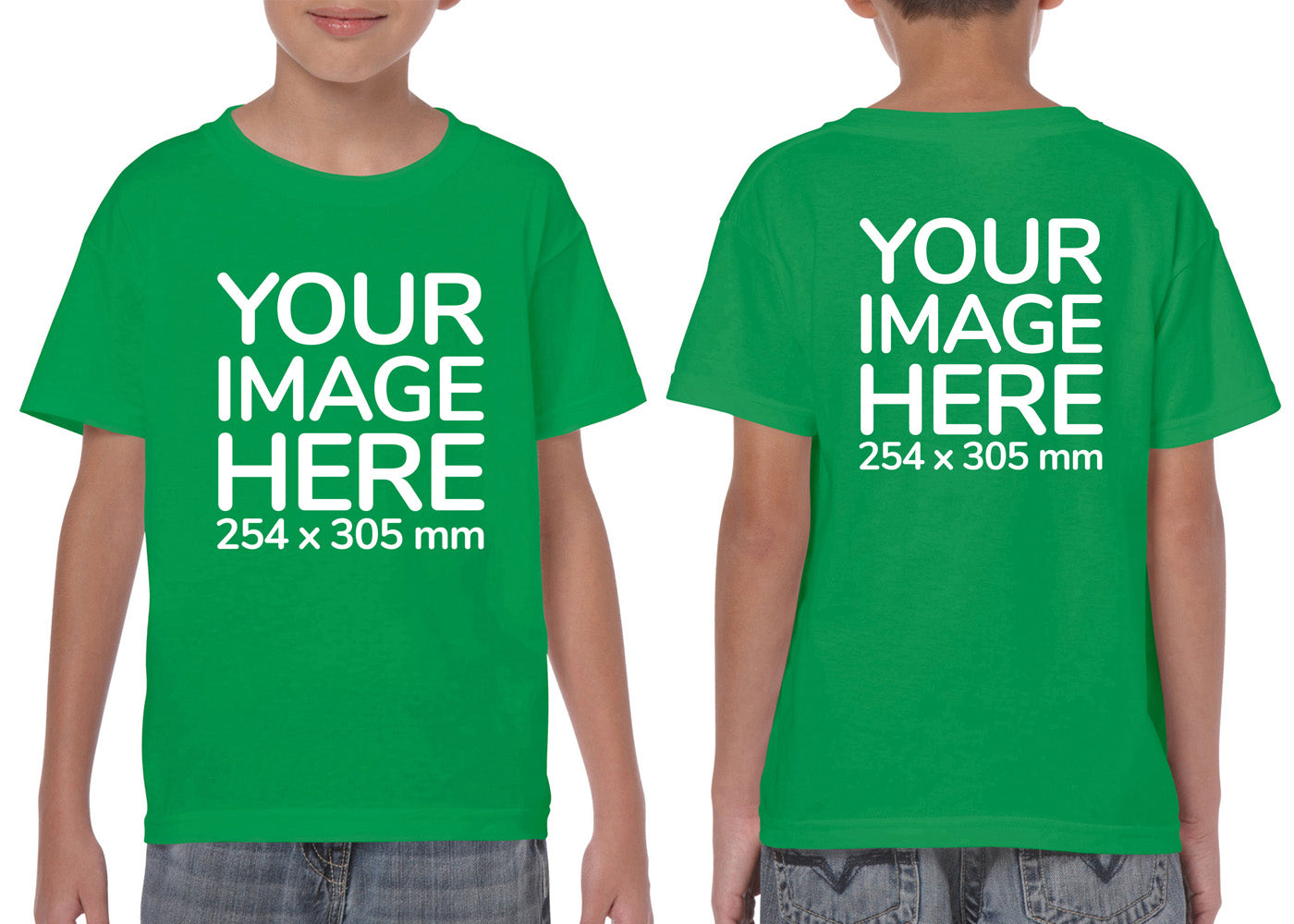 Green Kid's T-Shirt - customisable with photo on front and back
