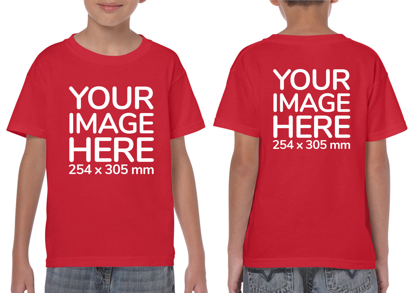 Red Kid's T-Shirt - customisable with image on front and back