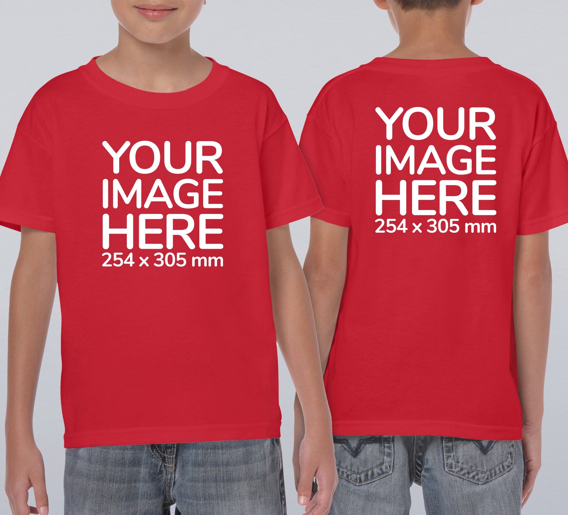 Red Kid's T-Shirt - customisable with photo on front and back