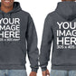 Gray Hoodie customised with image on the front and back
