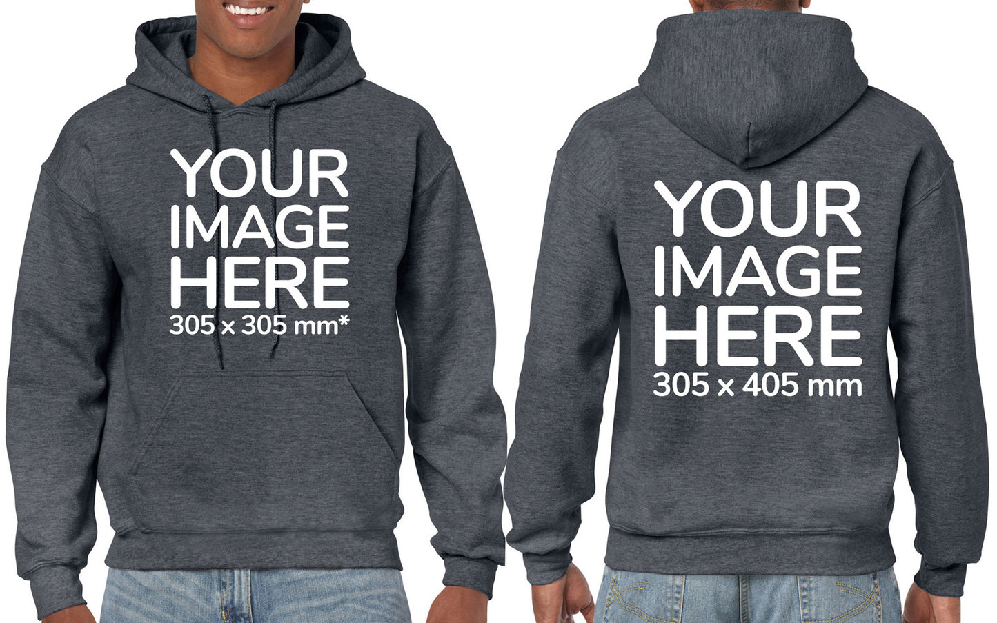 Gray Hoodie customised with image on the front and back