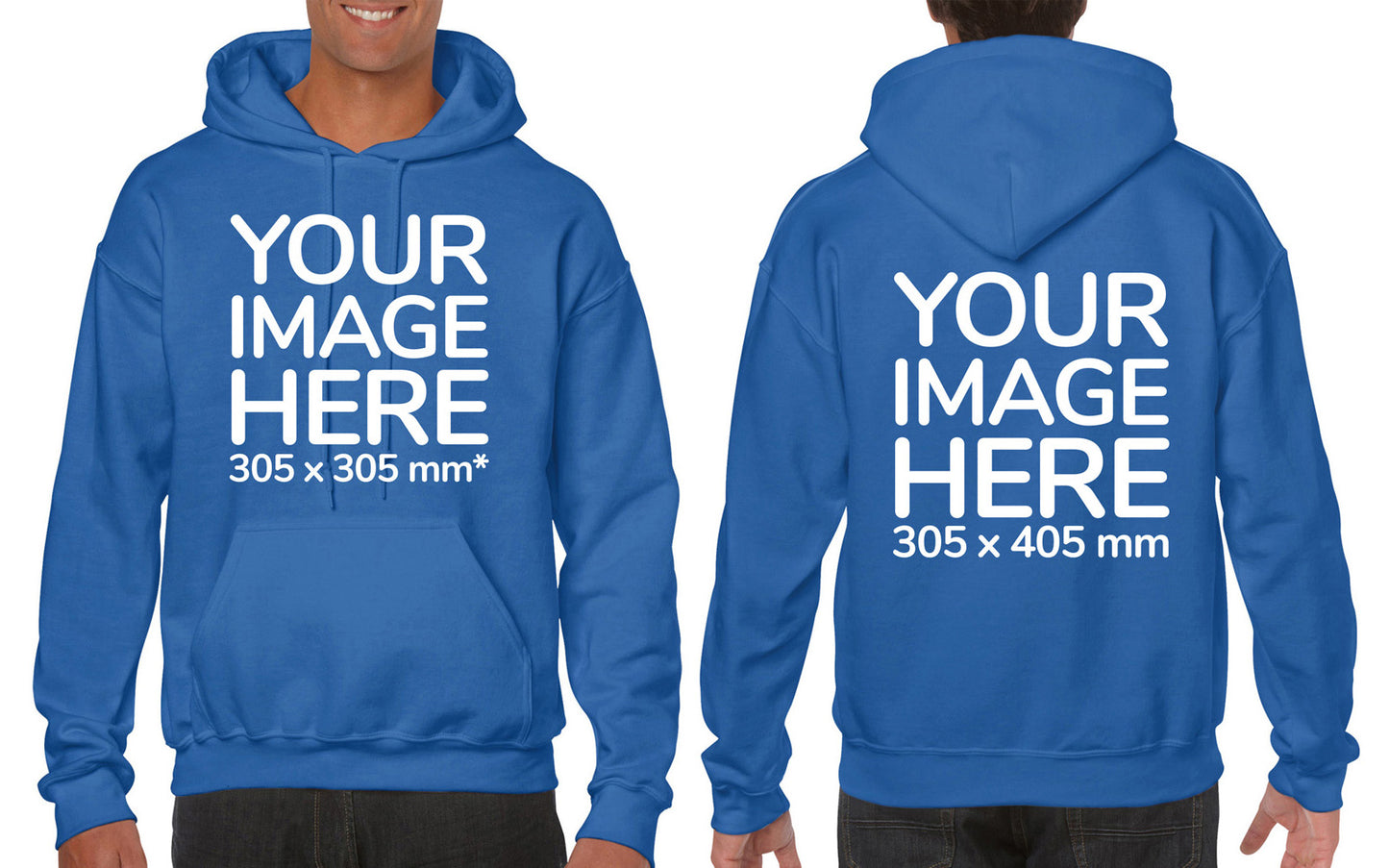 Light Blue Hoodie customised with image on the front and back