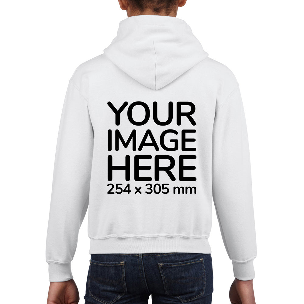 White Kids Hoodies - with image area on back