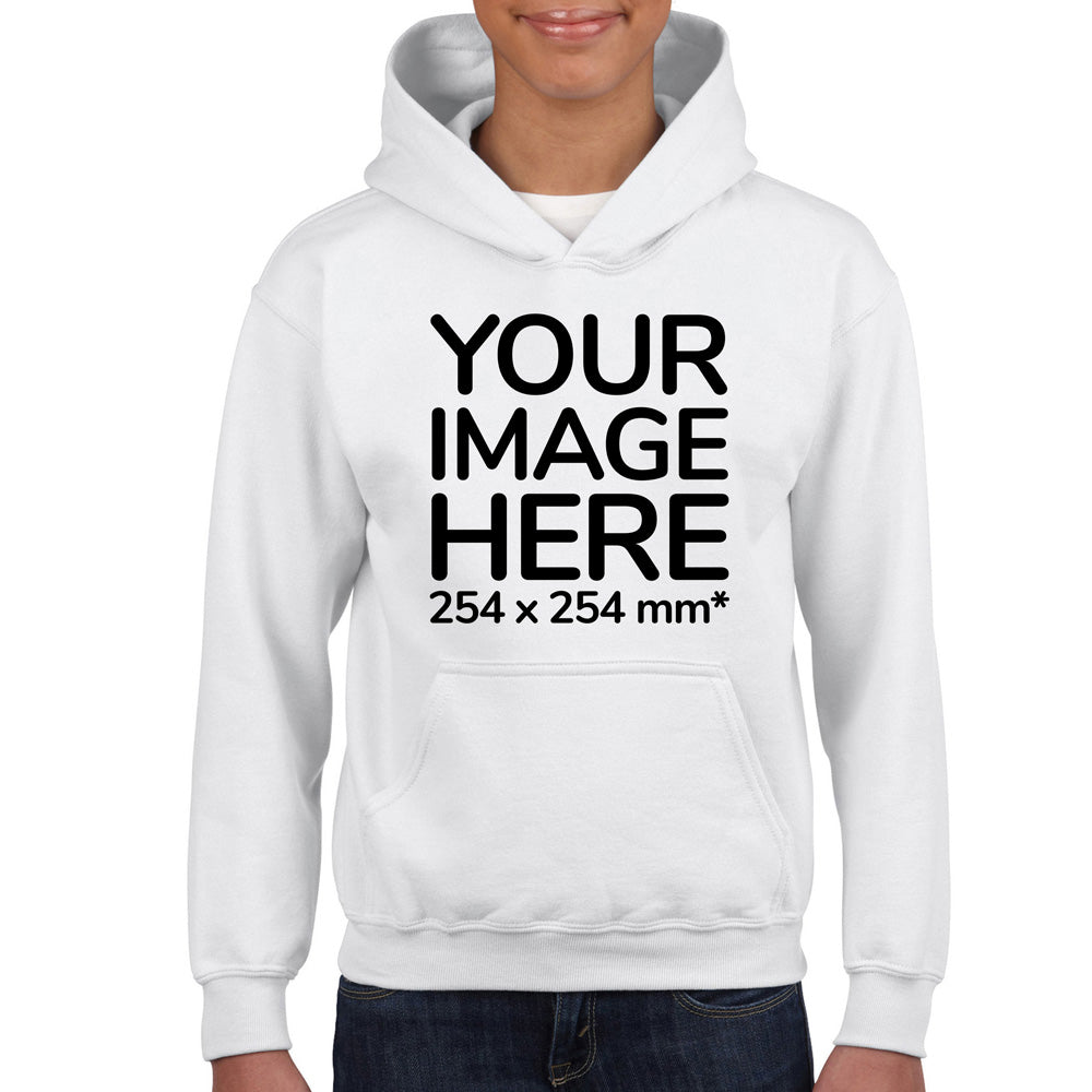White Kids Hoodies - customisable with image area on front