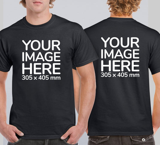 Black Men's T-Shirt - customised with image on front and back