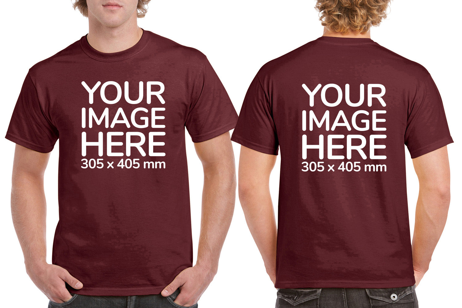 Burgundy Men's T-Shirt - customised with image on front and back