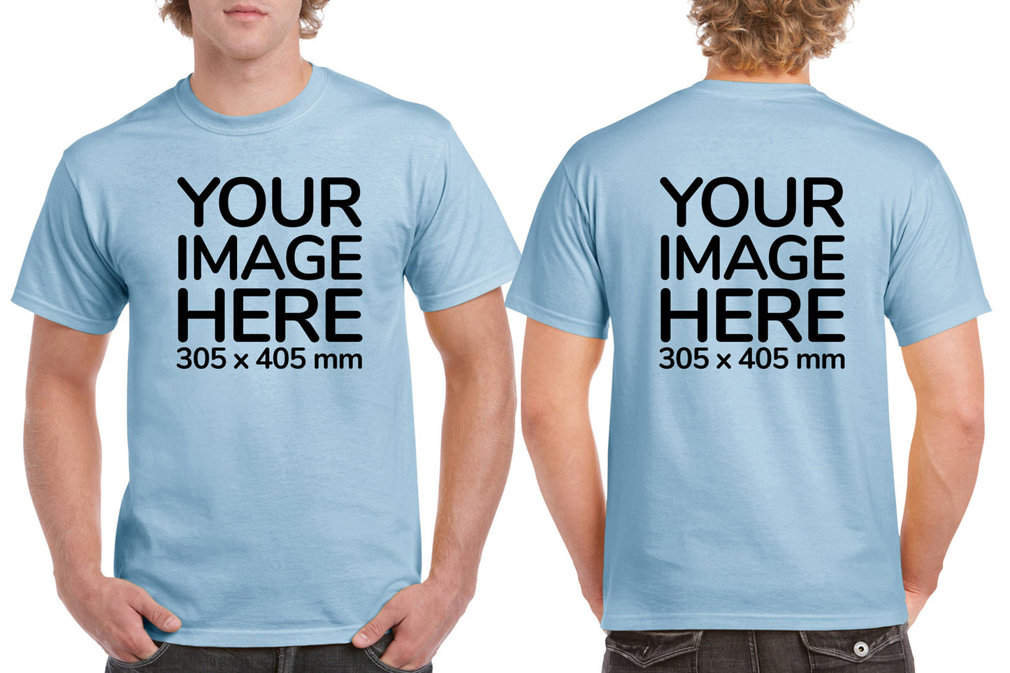 Light Blue Men's T-Shirt - customised with image on front and back