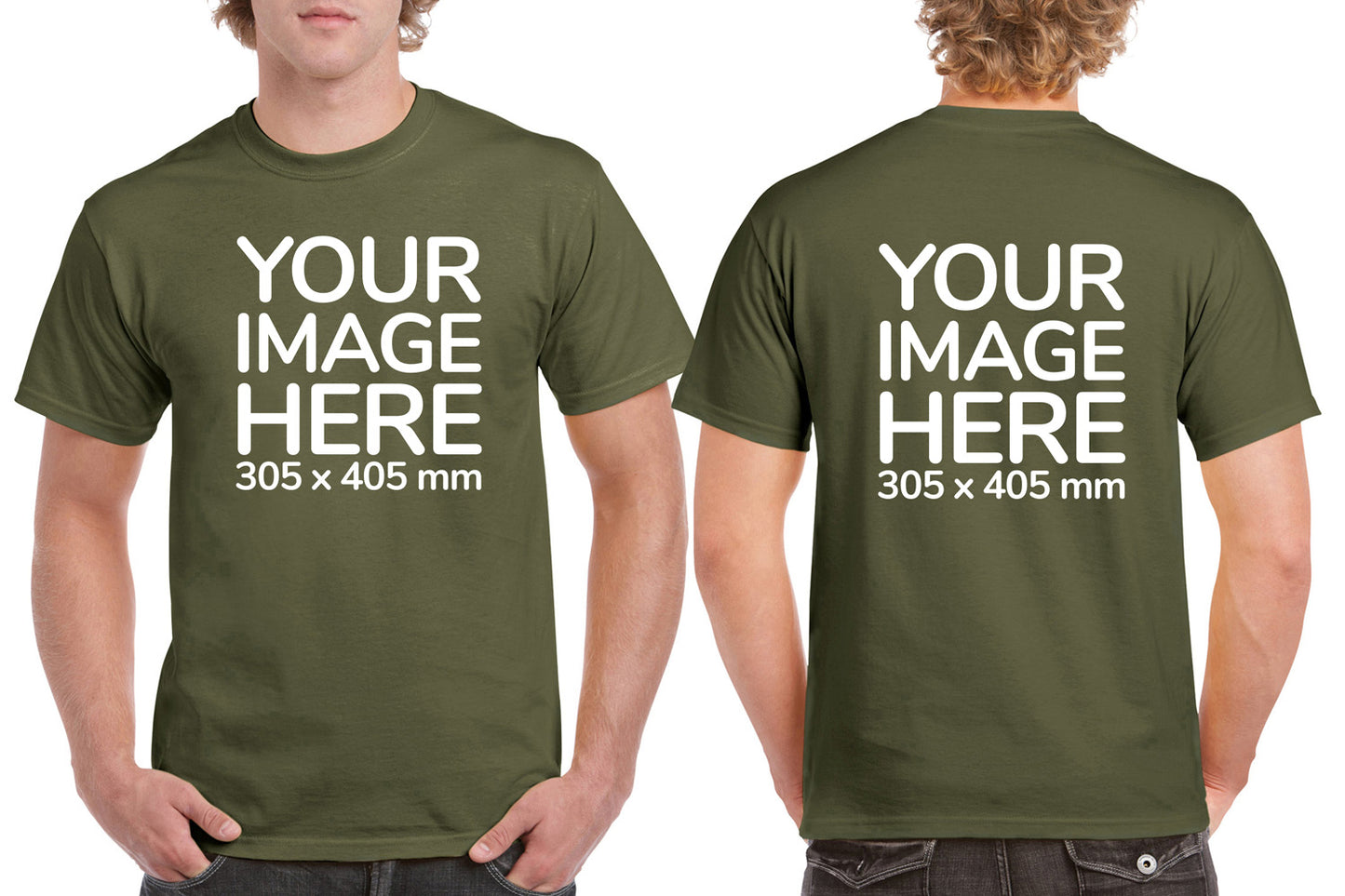 Olive color Men's T-Shirt - customised with image on front and back