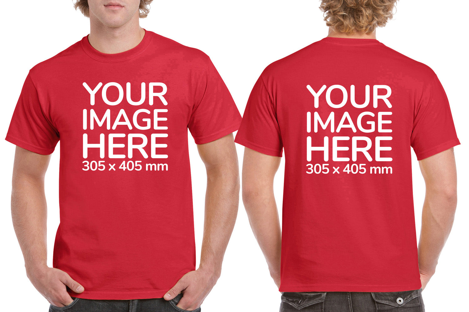 Red Men's T-Shirt - customised with image on front and back