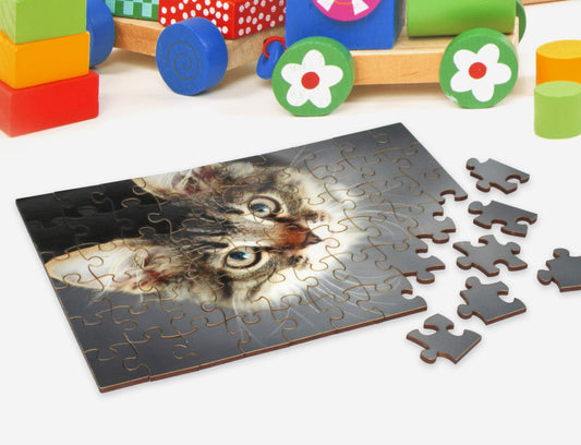 Personalised Puzzle with Cat Photo displaying jigsaw puzzle pieces