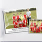 Two Photo Magnets Large with soccer team photos, displayed on the fridge