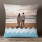 Premium Cushion cover with image of couple on beach and wave design